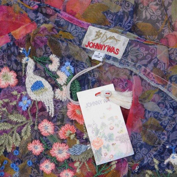 Johnny Was Biya Locust Mesh Floral Top S (92425) - Picture 5 of 7